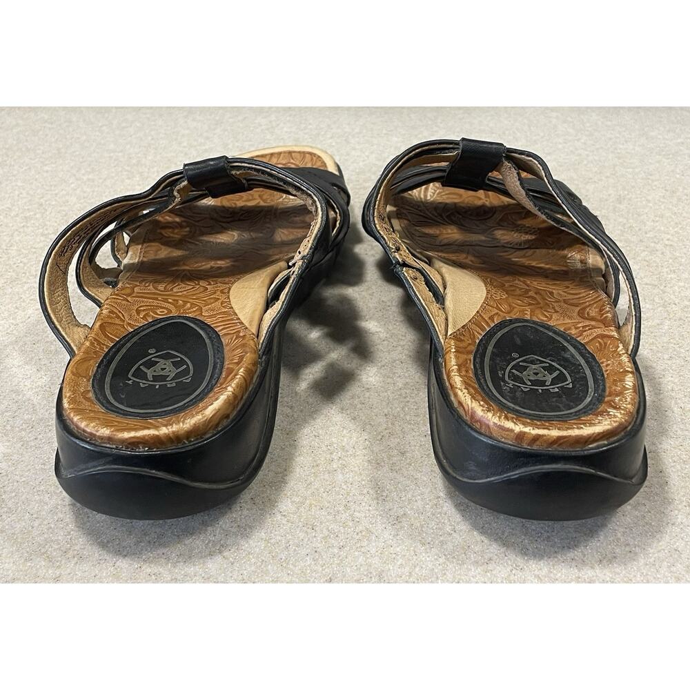 Ariat Women's Size 7.5 B -Slide Sandals Leather W/Floral-Embossed Footbeds - Picture 3 of 11